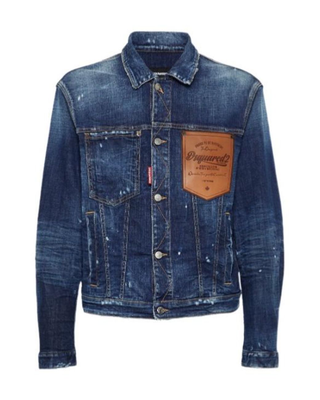 DSquared² Blue Logo-Patch Distressed Denim Jacket for men
