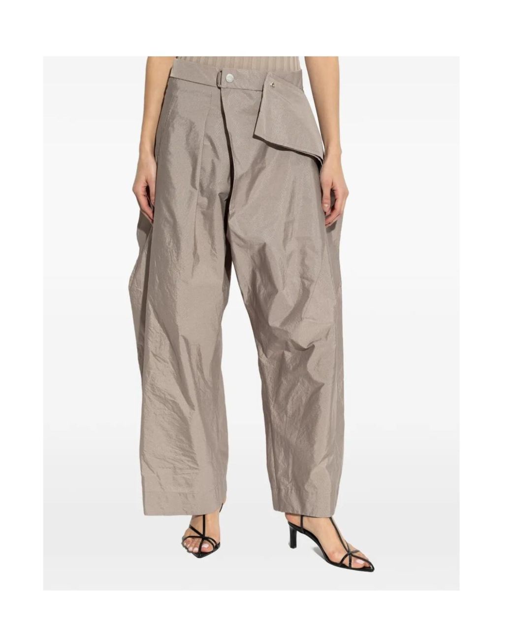 Issey Miyake Green Folded-Detail Wide-Leg Trousers