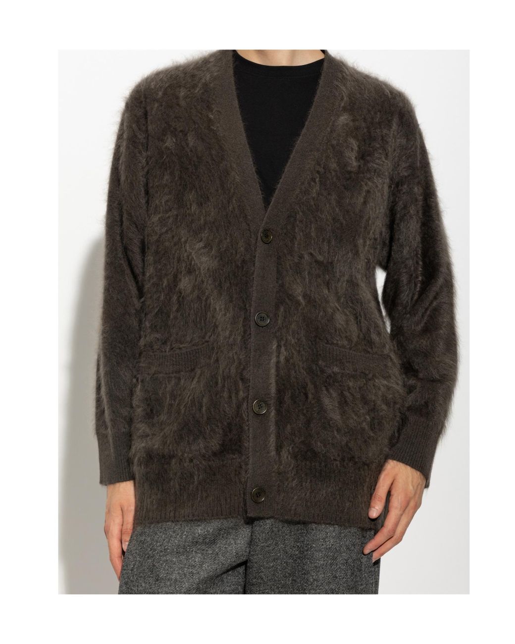 Lisa Yang Gray Devean Brushed Knit Cardigan for men