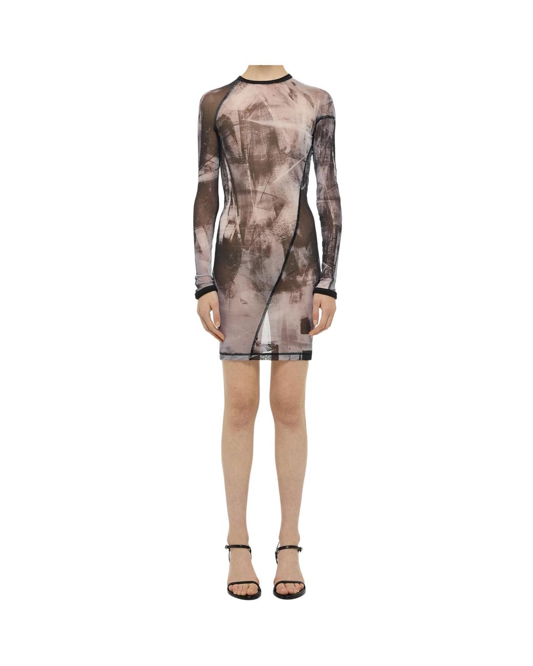 Helmut Lang Gray Scribble Twisted Dress