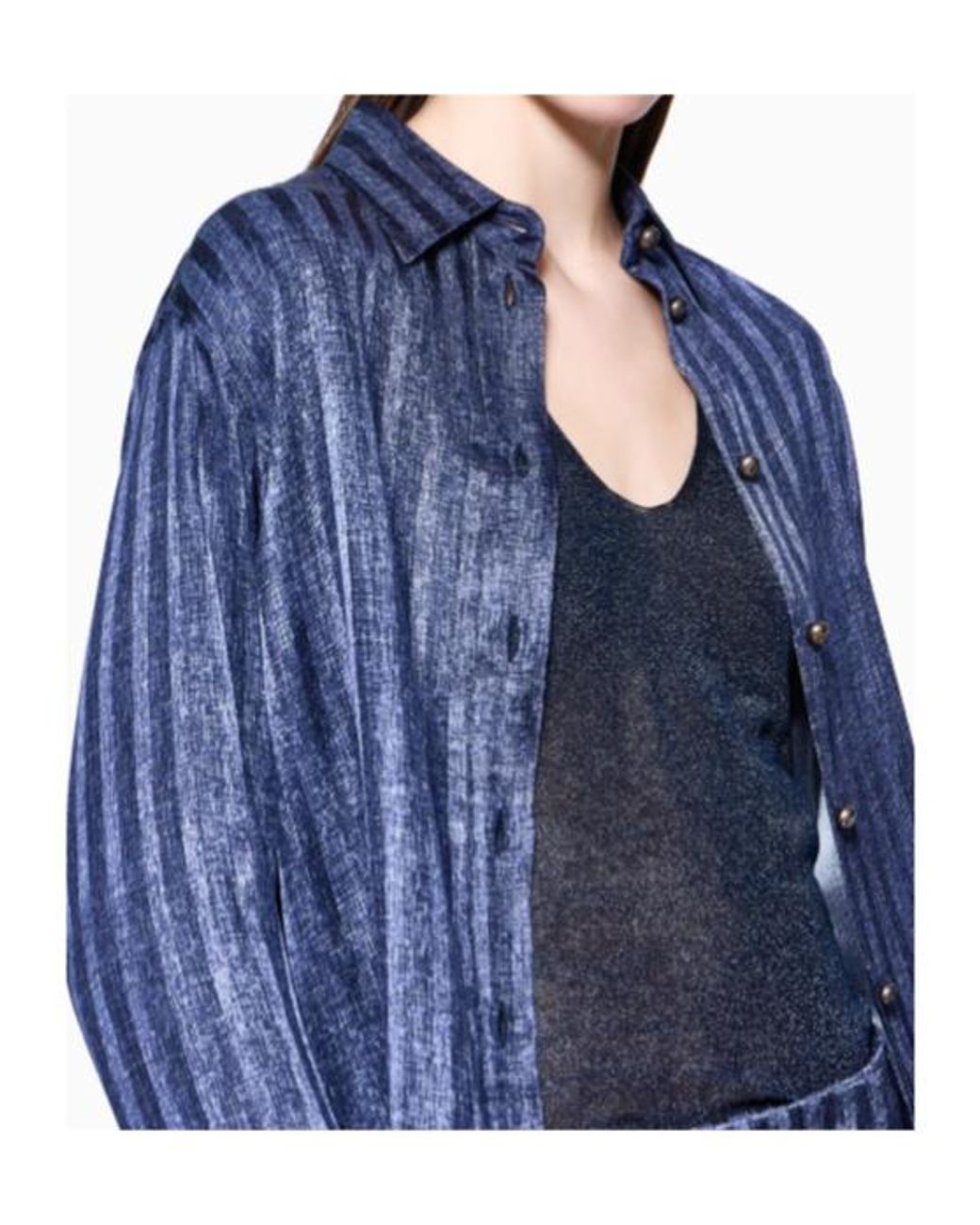Giorgio Armani Blue Viscose Lurex Top