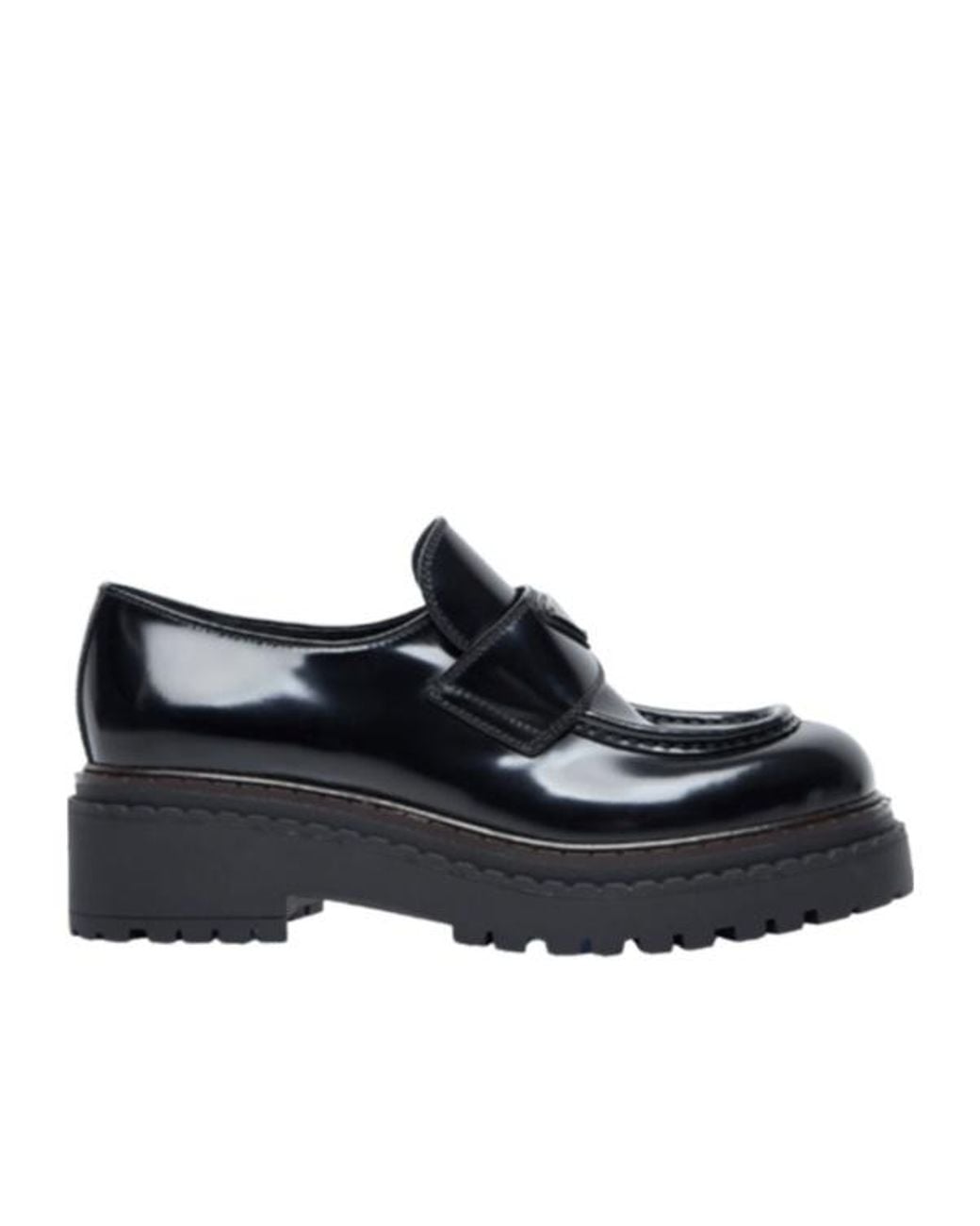 Prada Black Logo Thick Soled Loafers