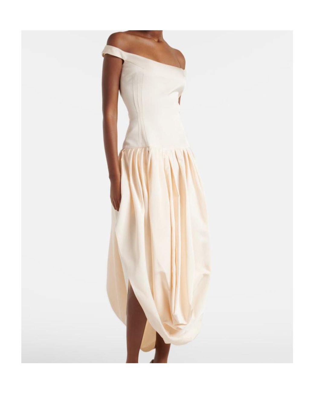 Magda Butrym White Off-Shoulder Cotton And Silk Maxi Dress