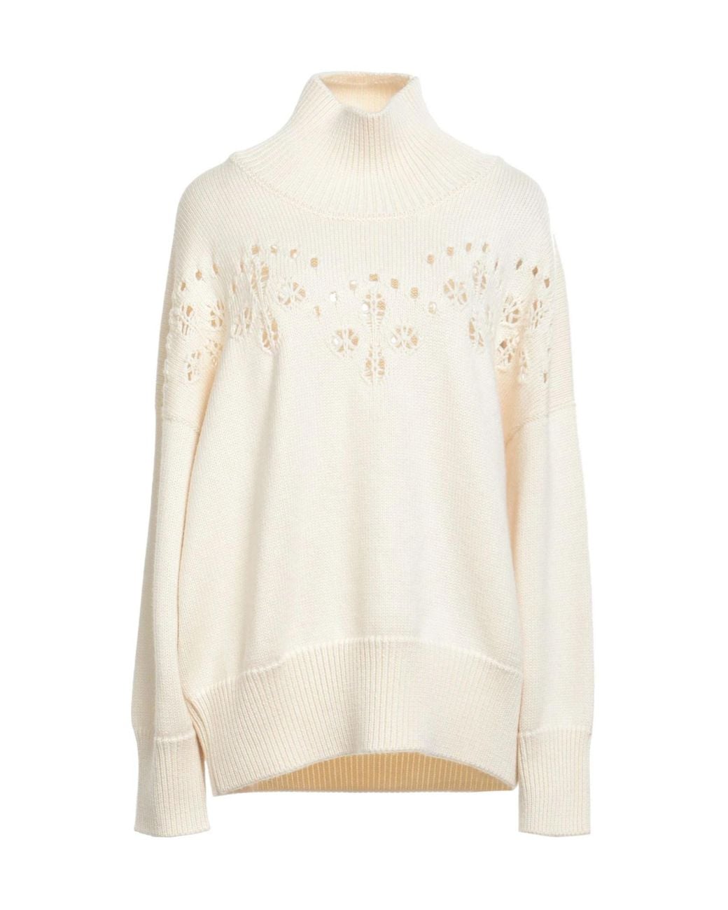 Chloé White Solid Turtleneck Sweater