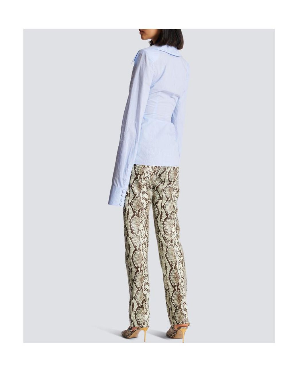 Balmain Blue Poplin Knotted Shirt