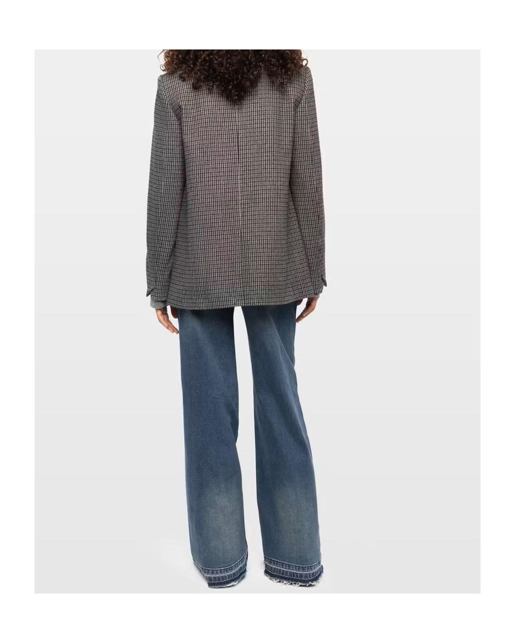 Zadig & Voltaire Gray Single-Breasted Plaid Blazer