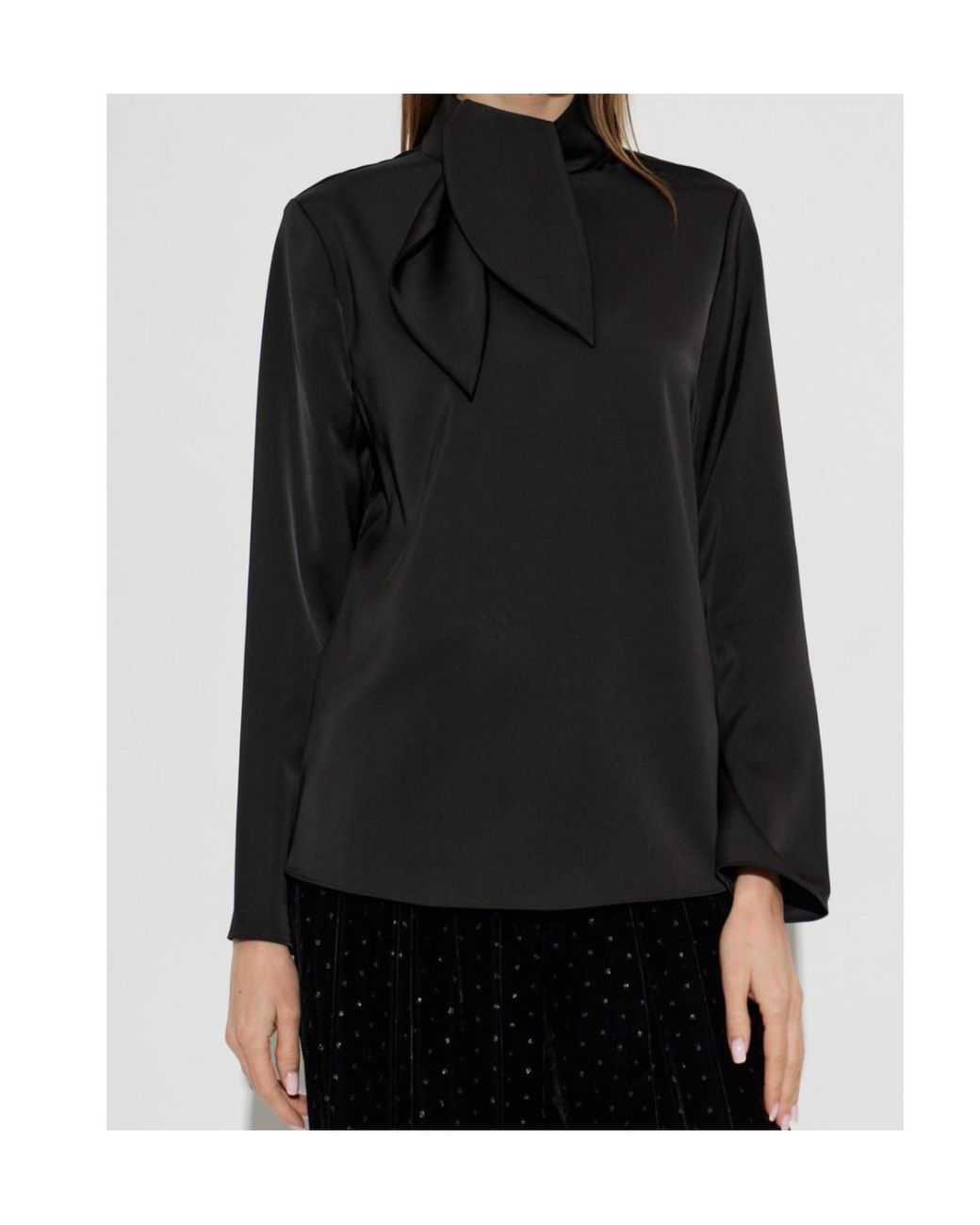 Emporio Armani Black Satin Bow-Neck Top