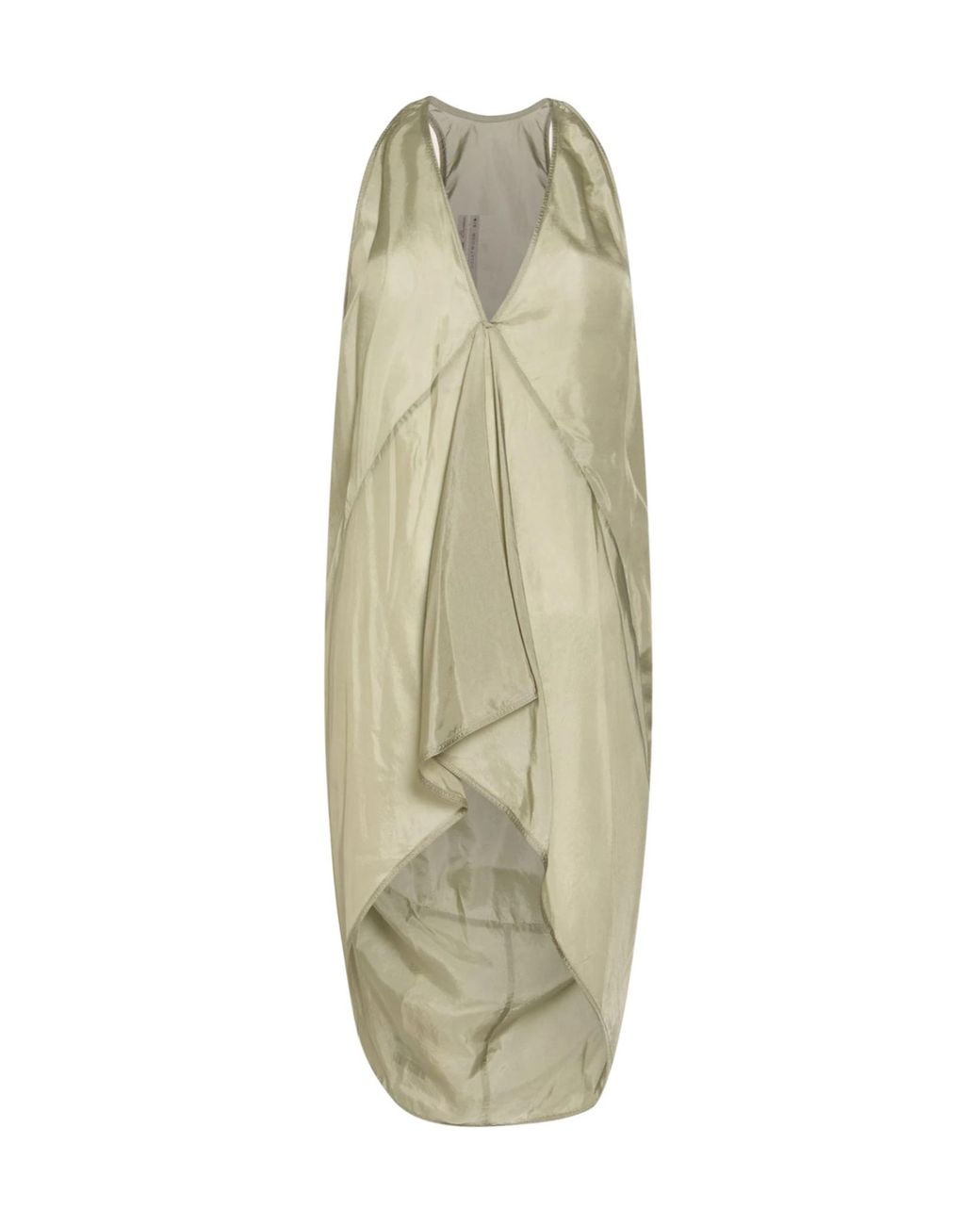 Rick Owens Green Satin Sleeveless V-Neck Top
