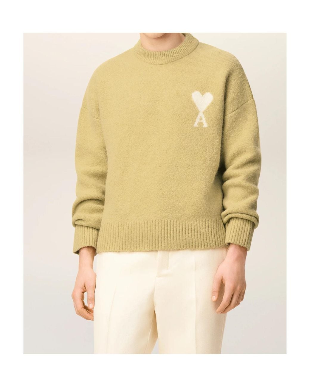 AMI Yellow Ami De Coeur Sweater for men
