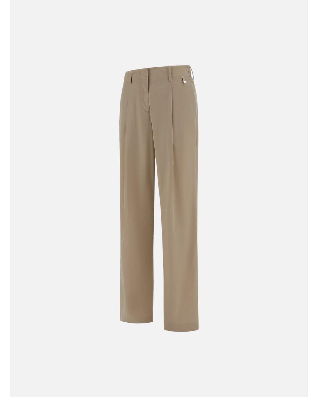 Herno Natural Pleated Wide Leg Trousers
