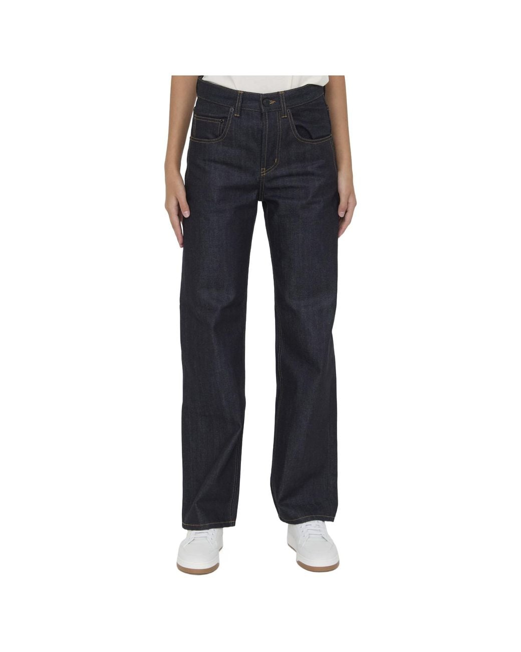 Saint Laurent Blue High-Rise Straight Leg Jeans
