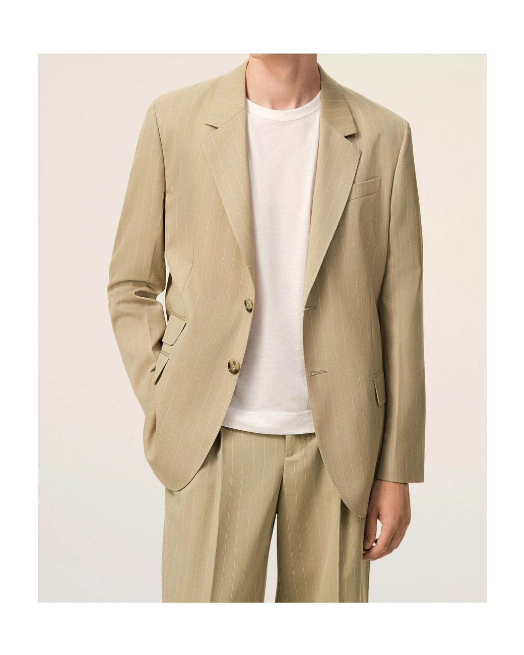 AMI Natural Ami Pinstriped Single-Vent Blazer for men