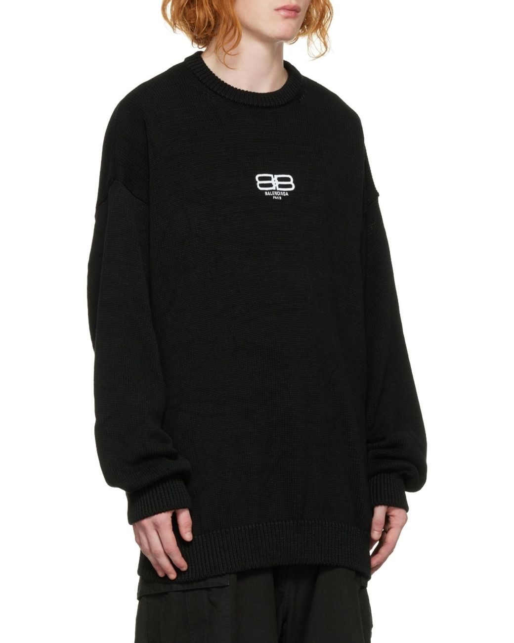 Balenciaga Blue Logo Embroidered Knit Jumper for men