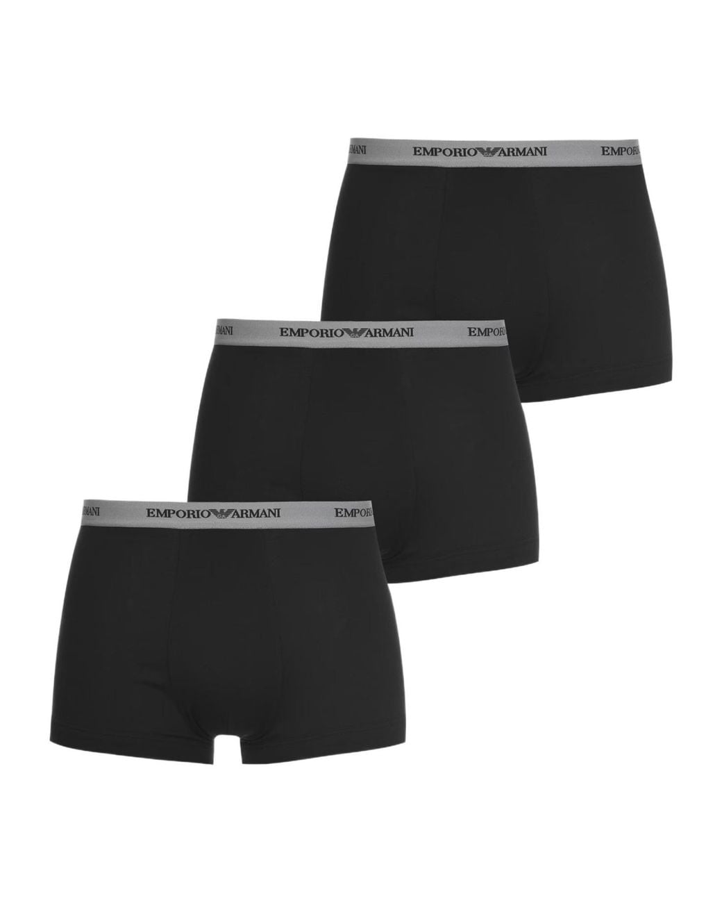 Emporio Armani Black 3 Pack Stretch Cotton Trunks for men