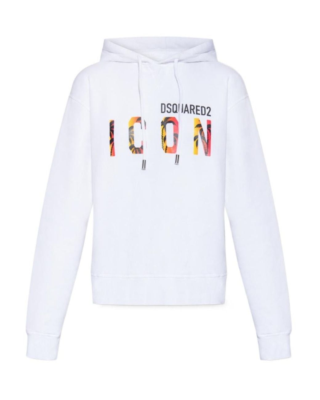 DSquared² White Drawstring Long-Sleeved Hoodie