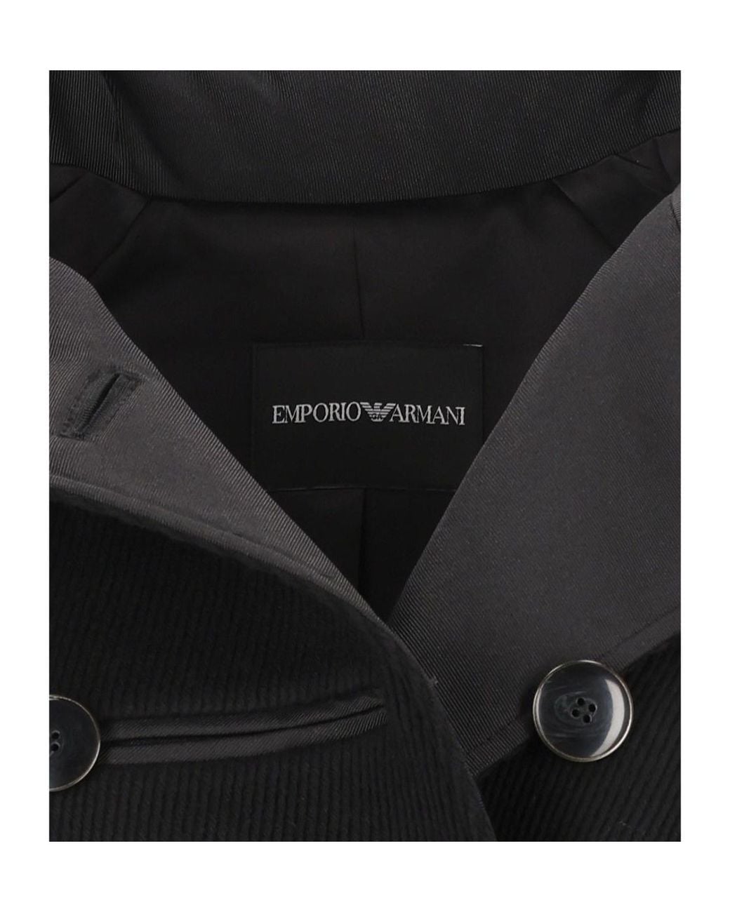 Emporio Armani Black Double-Breasted Belted Coat