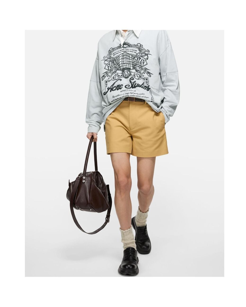 Acne Natural Logo-Patch Shorts for men