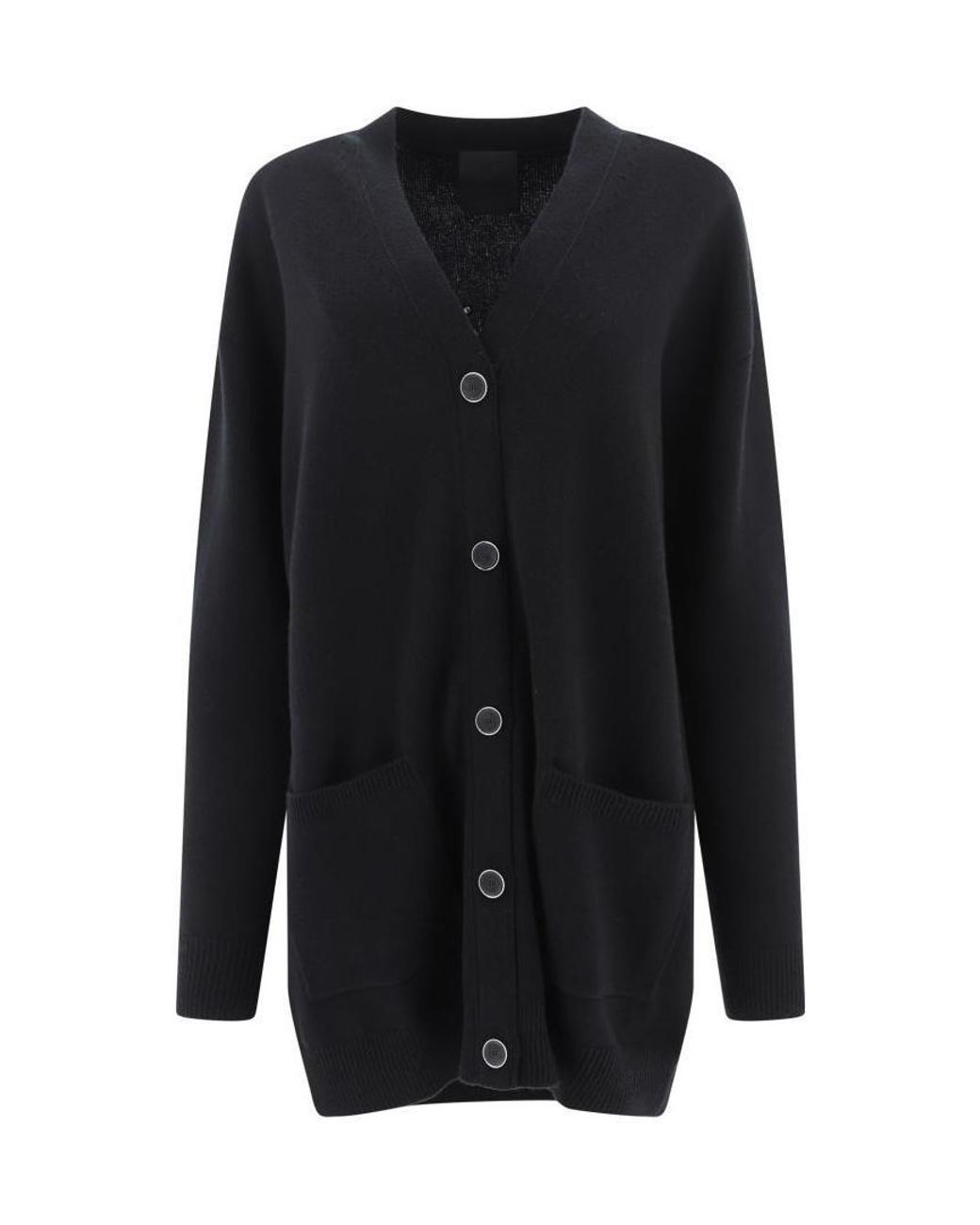 Givenchy Black Studded-Logo Longline Cardigan