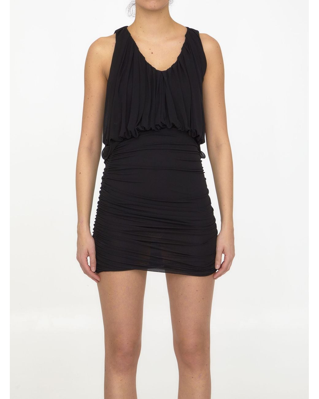 Saint Laurent Black Draped Detail Dress