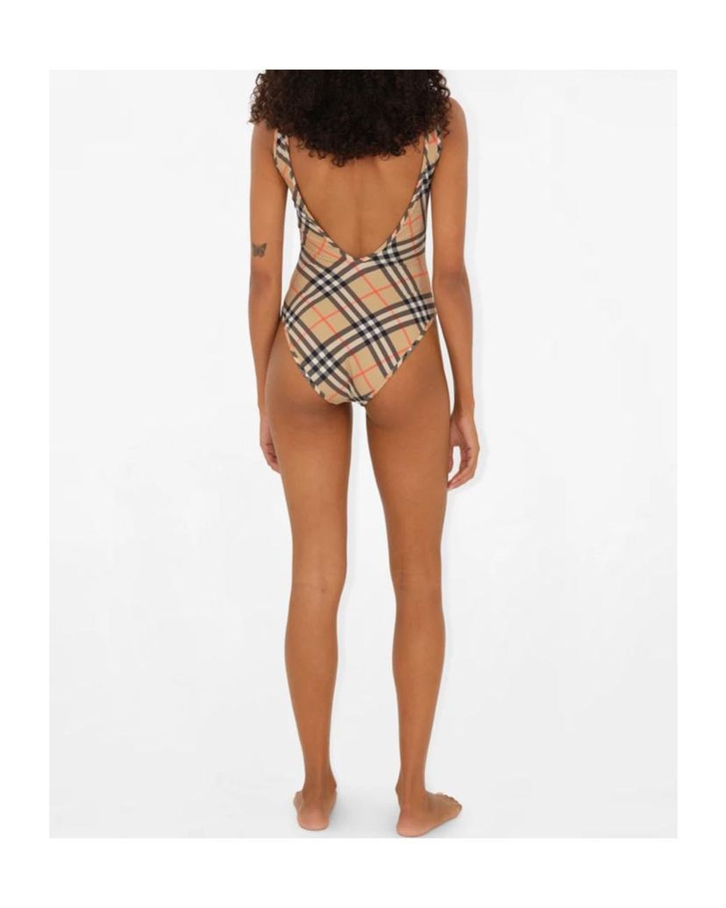 Burberry Natural Plaidpattern Swimsuit