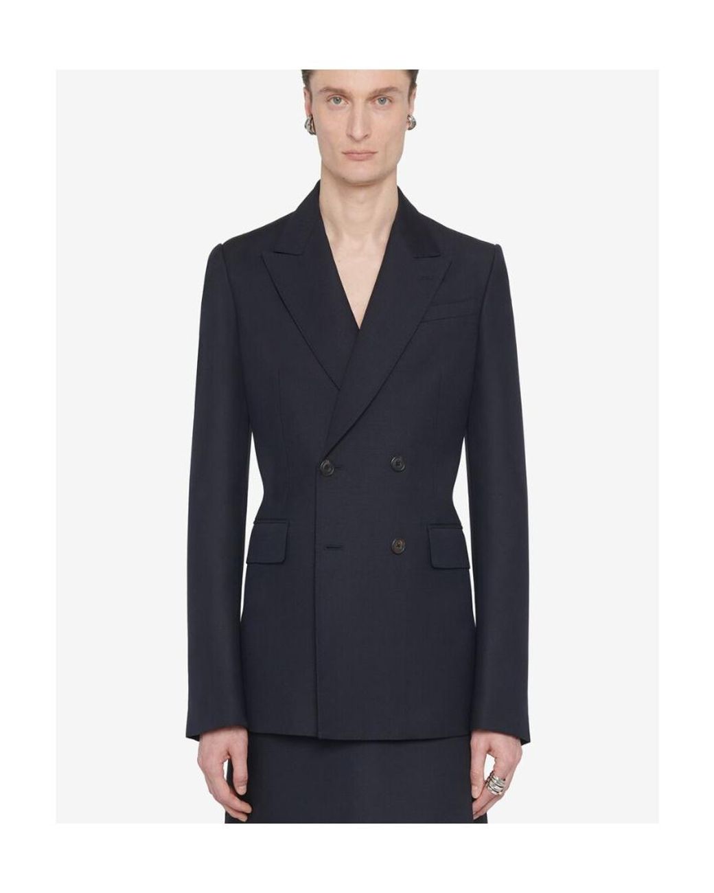 McQueen Blue Double-Breasted Tailored Blazer for men