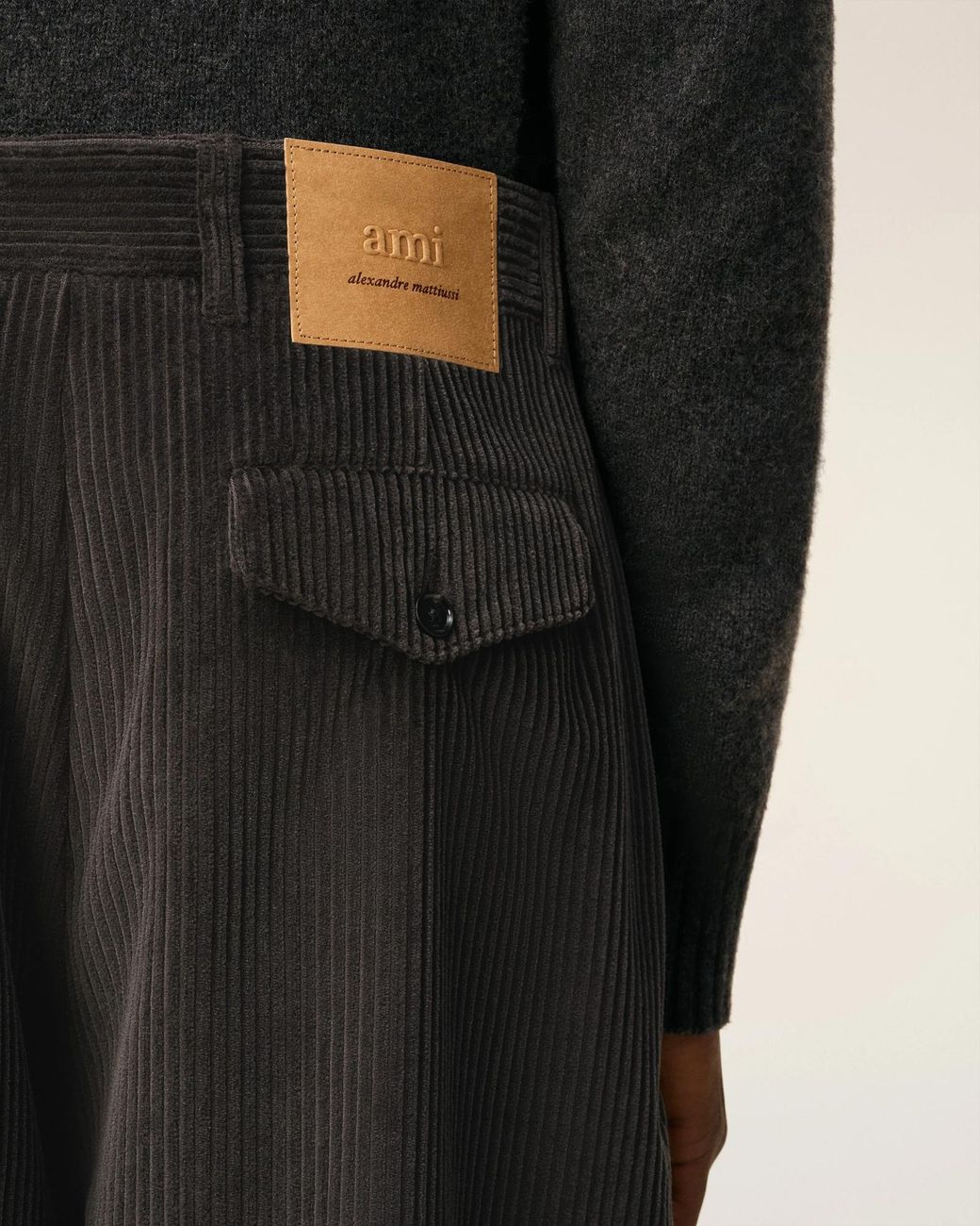 AMI Black Pleated Cuffed Trousers for men