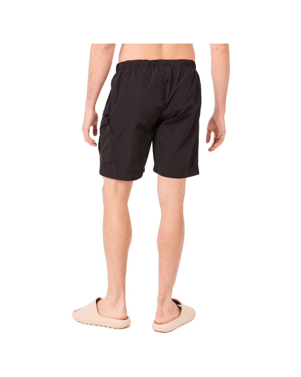 C P Company Black Solid Color Swim Shorts for men