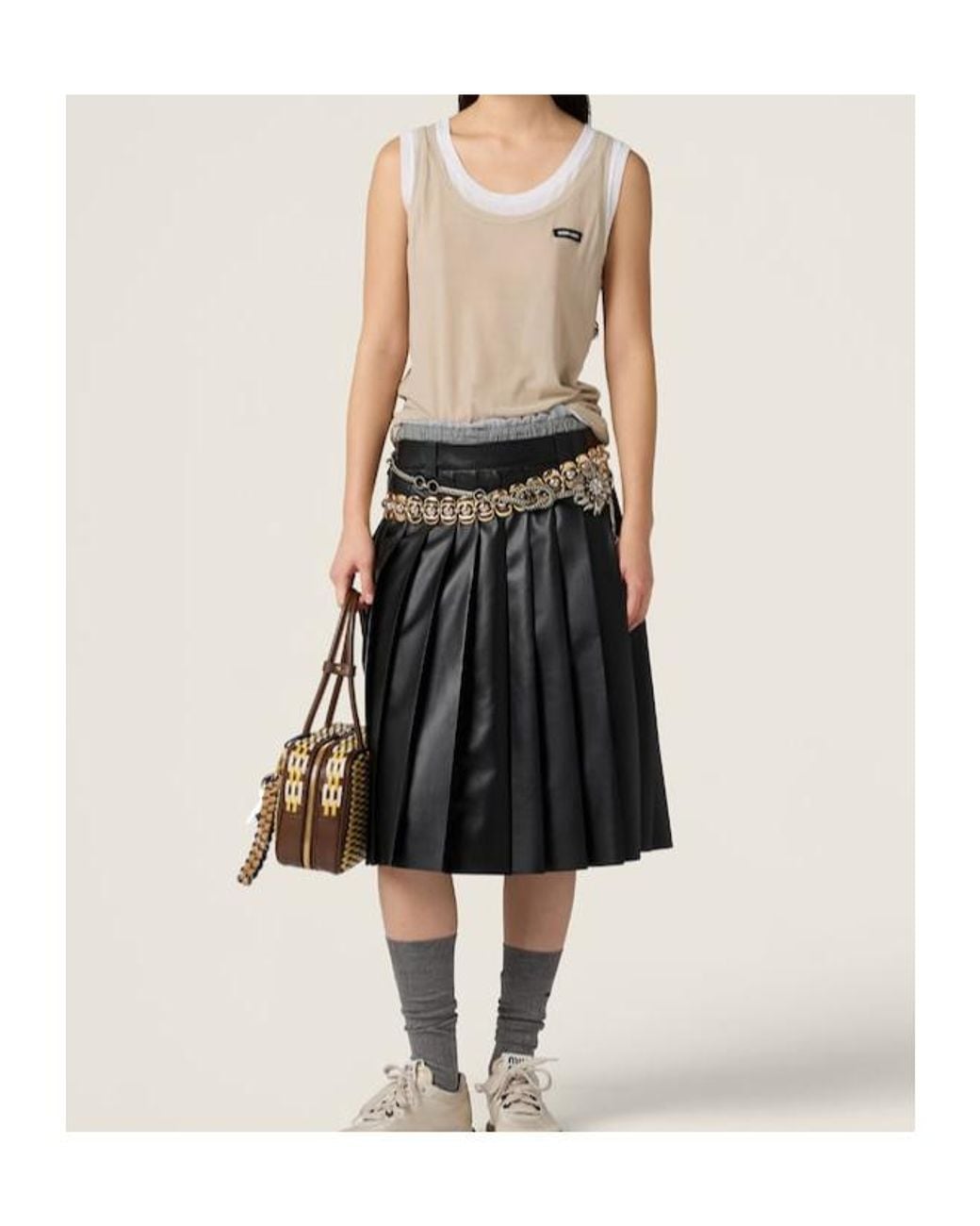 Miu Miu Natural Ribbed Jersey Tank Top