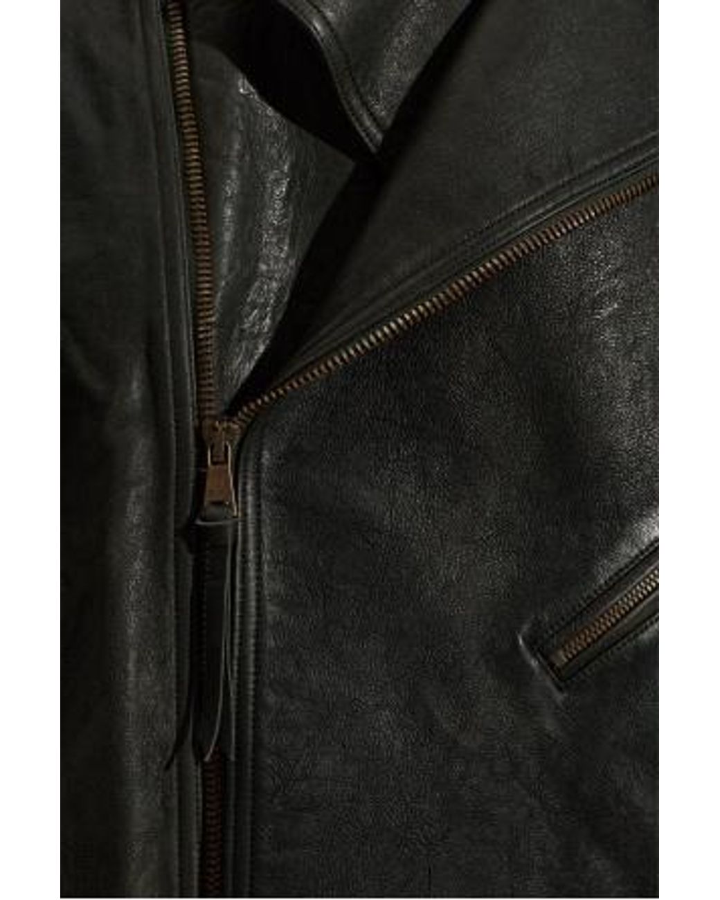 Balmain Black Oversized Biker Leather Jacket for men