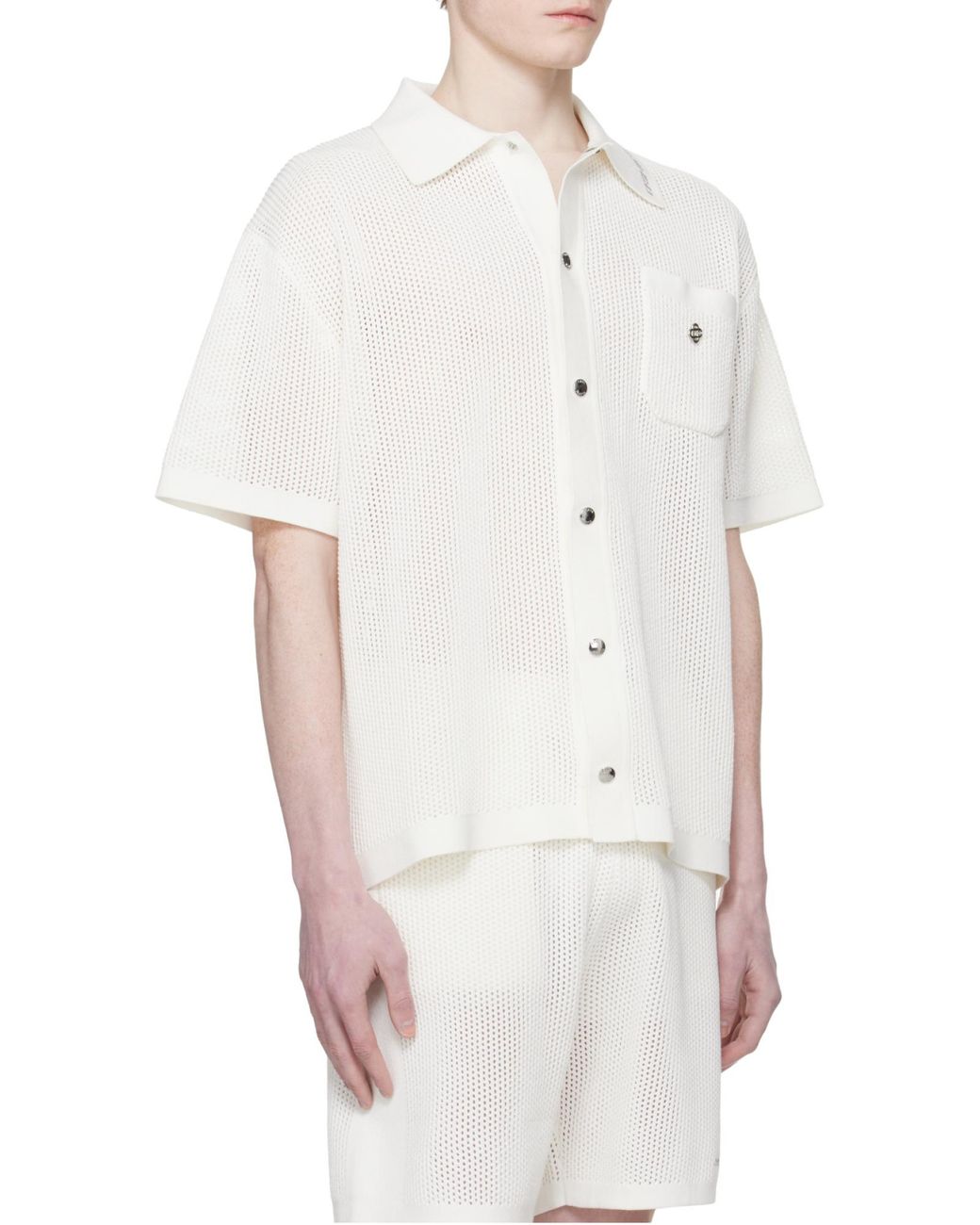 Casablanca White Short Sleeved Mesh Shirt for men