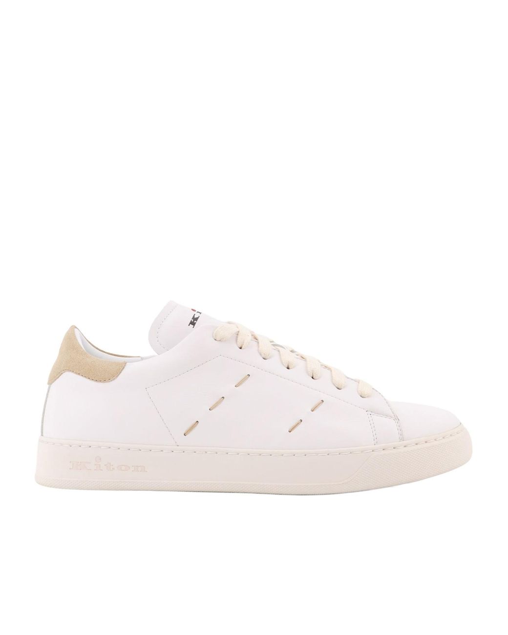 Kiton Pink Leather Sneakers With Iconic Stitching for men