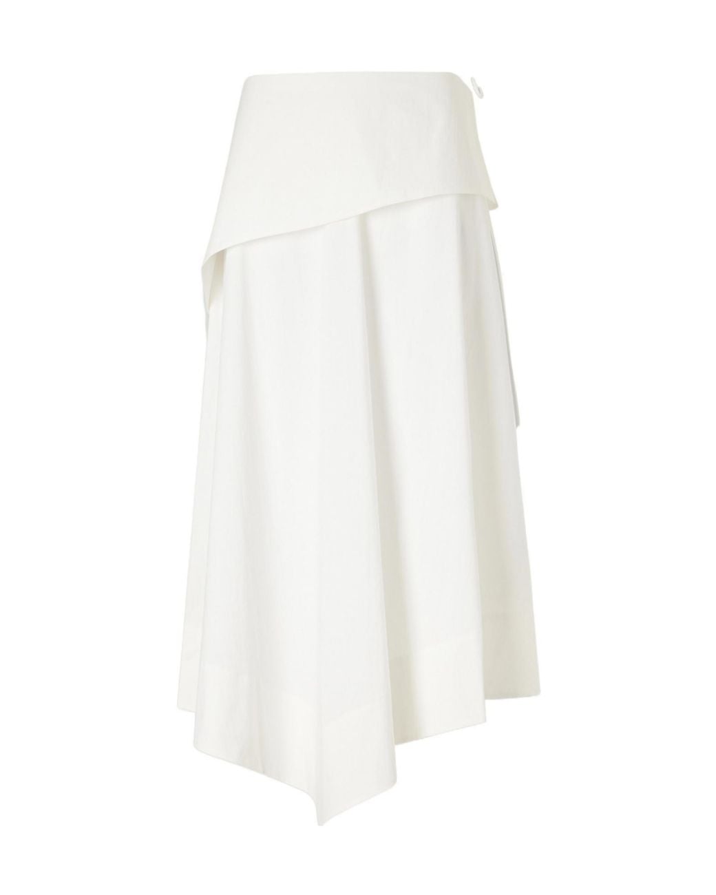 St. Agni White Belted Asymmetric Cotton-Blend Poplin Midi Skirt