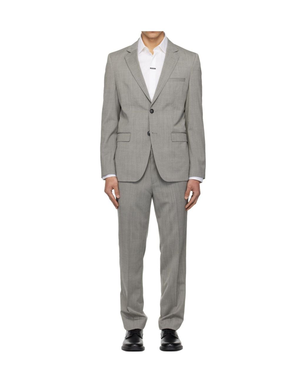 Boss Gray Long-Sleeved Wool Blend Suit for men