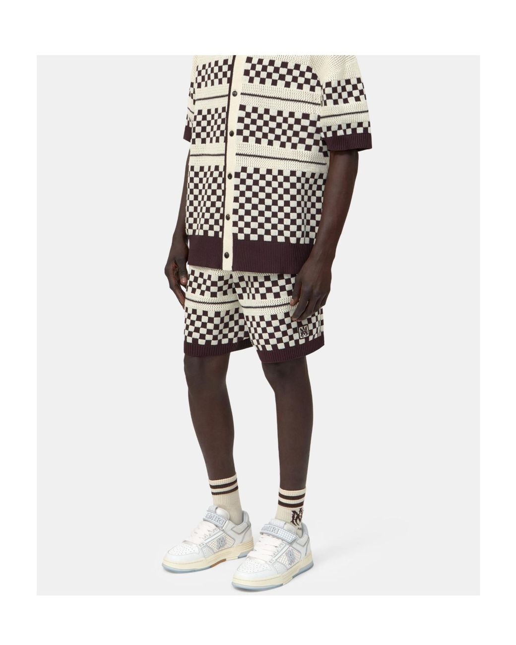 Amiri White Checkered Mesh Shorts for men