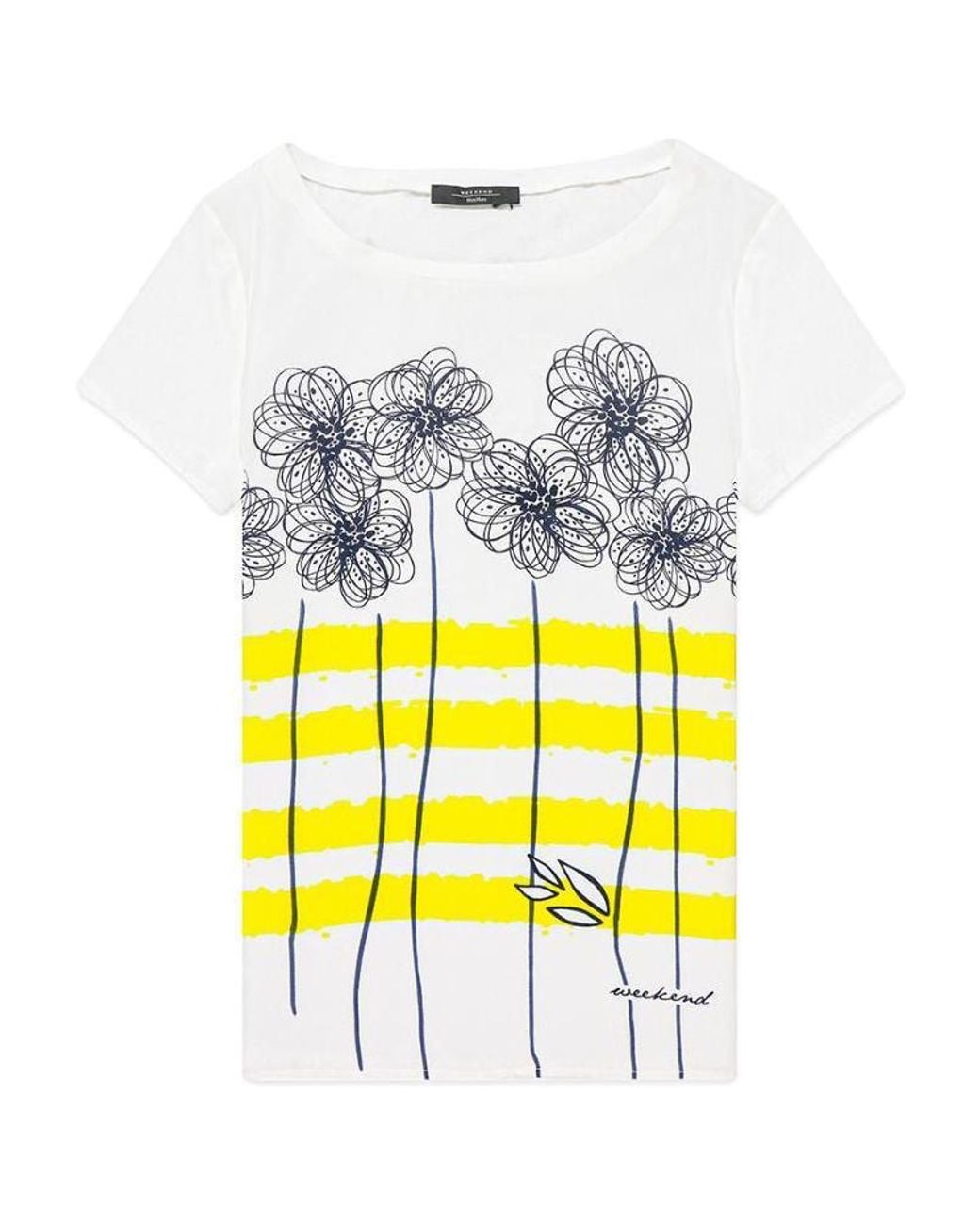 Weekend by Maxmara Yellow Crew Neck Printed T-Shirt