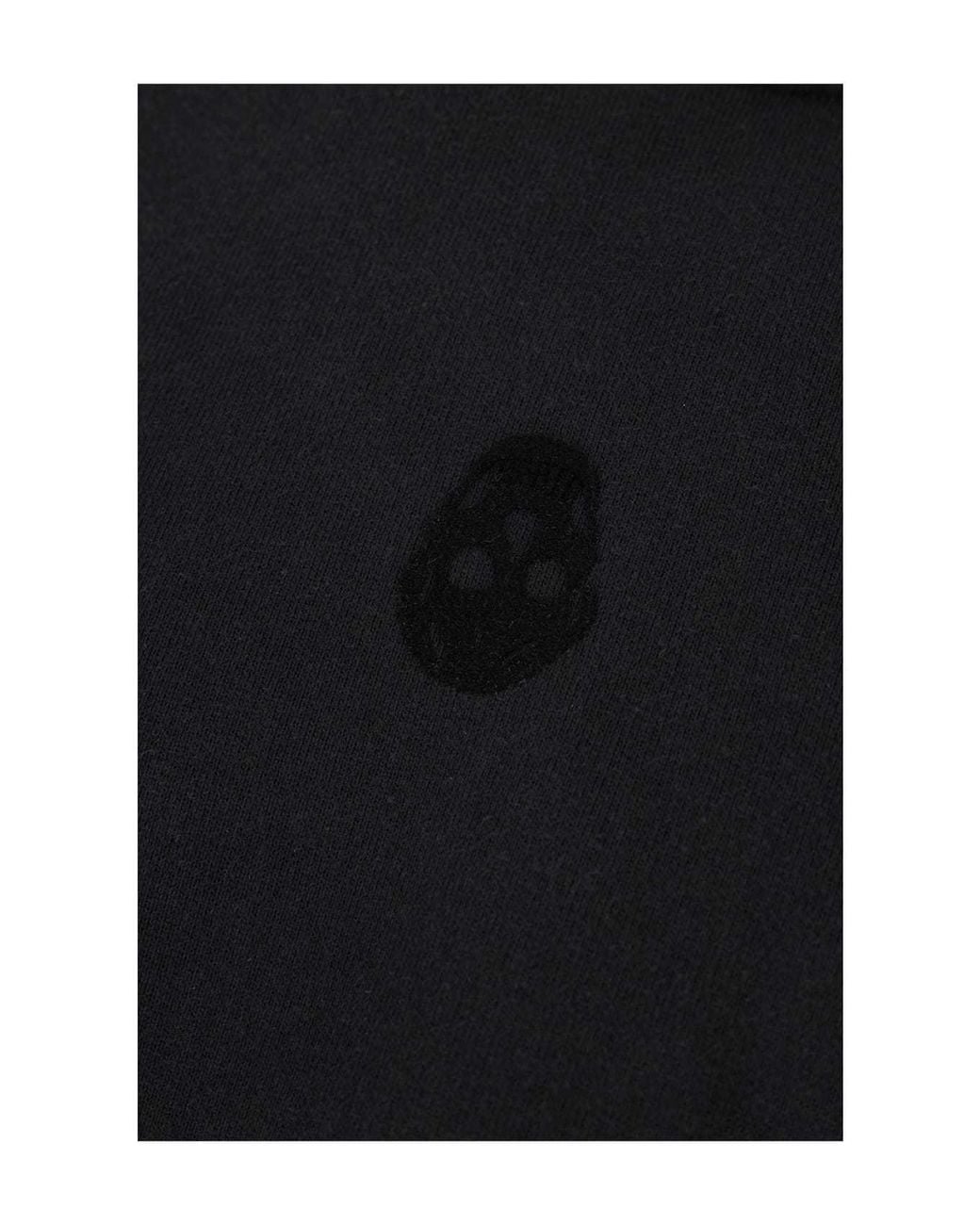 McQueen Black Skull Detailed Distressed Hoodie for men
