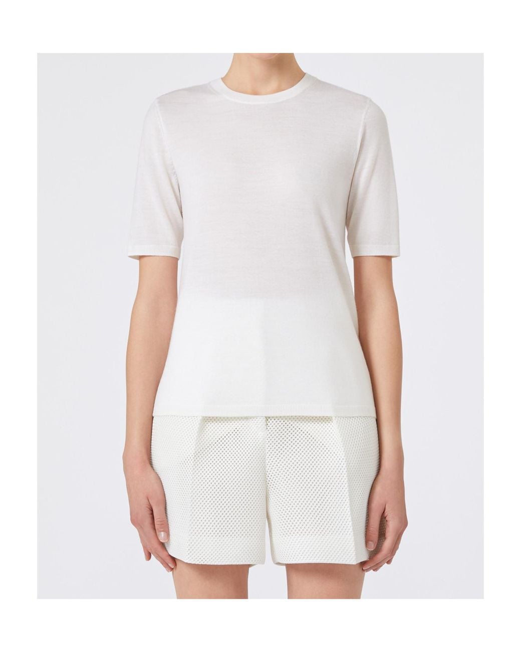 Max Mara White Gerico Short-Sleeved Knitted Jumper