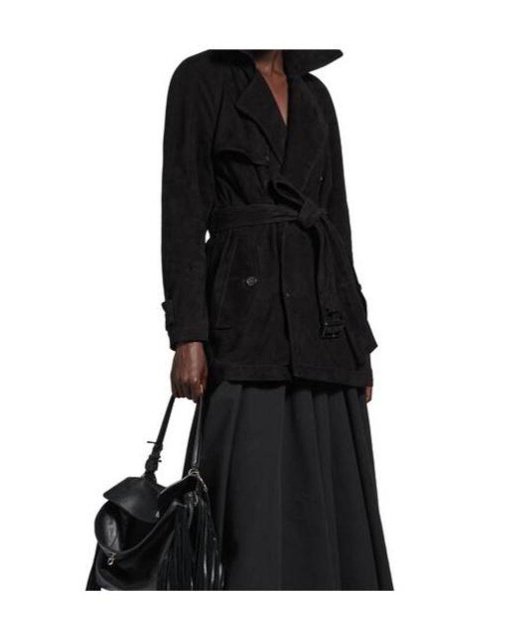 Balenciaga Black Cocoon Belted Short Trench Coat