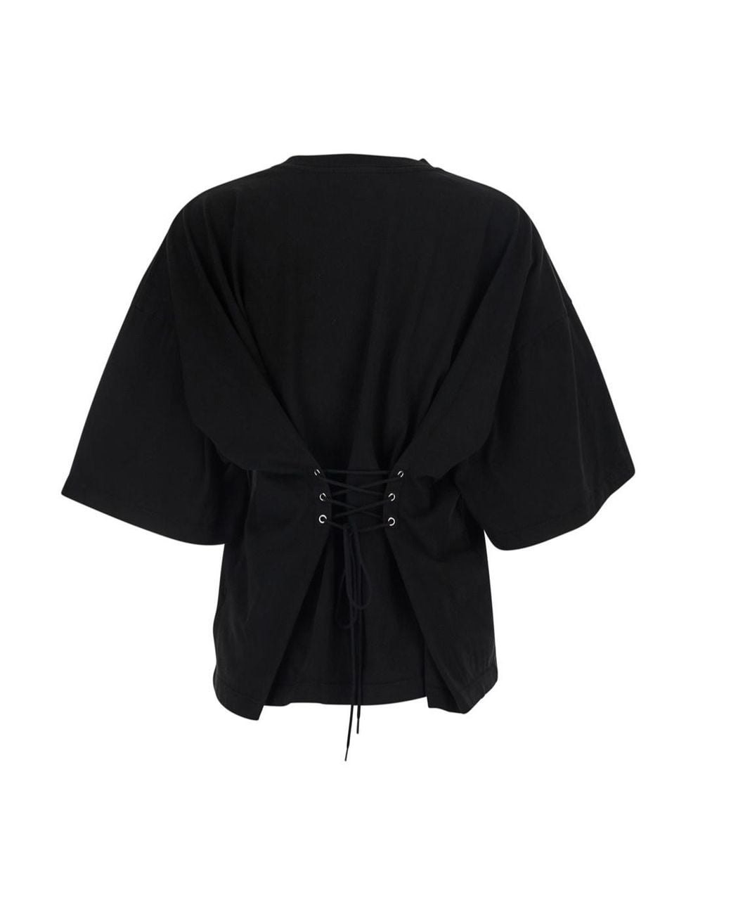 Agolde Black Ellery Lace-Up Back T-Shirt