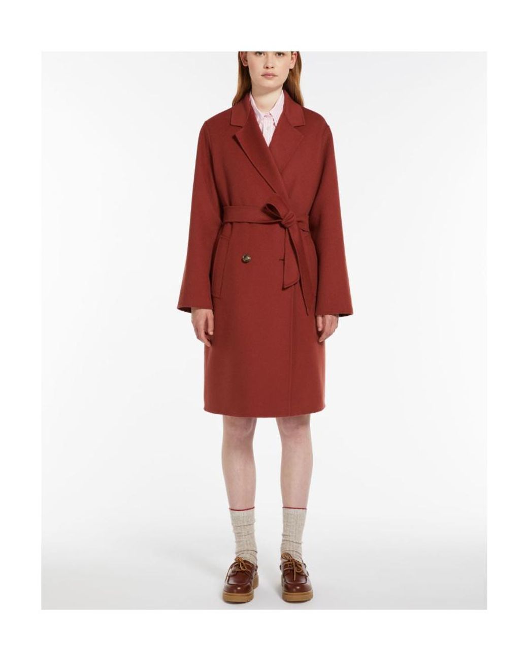 Weekend by Maxmara Red Double-Breasted Wool Coat