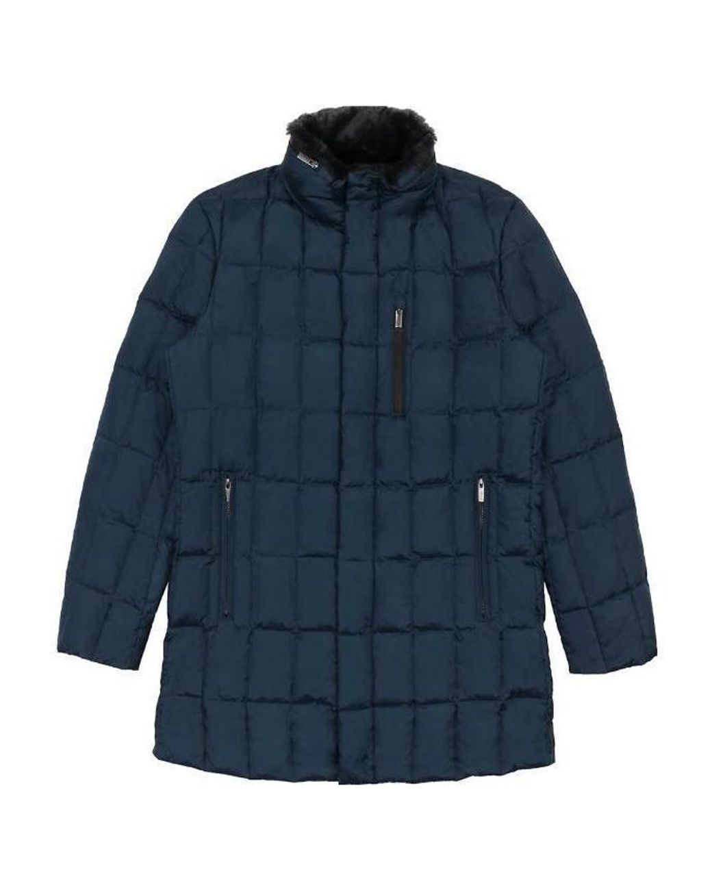 Armani Collezioni Blue Medium And Long Style Plaid Down Jacket for men