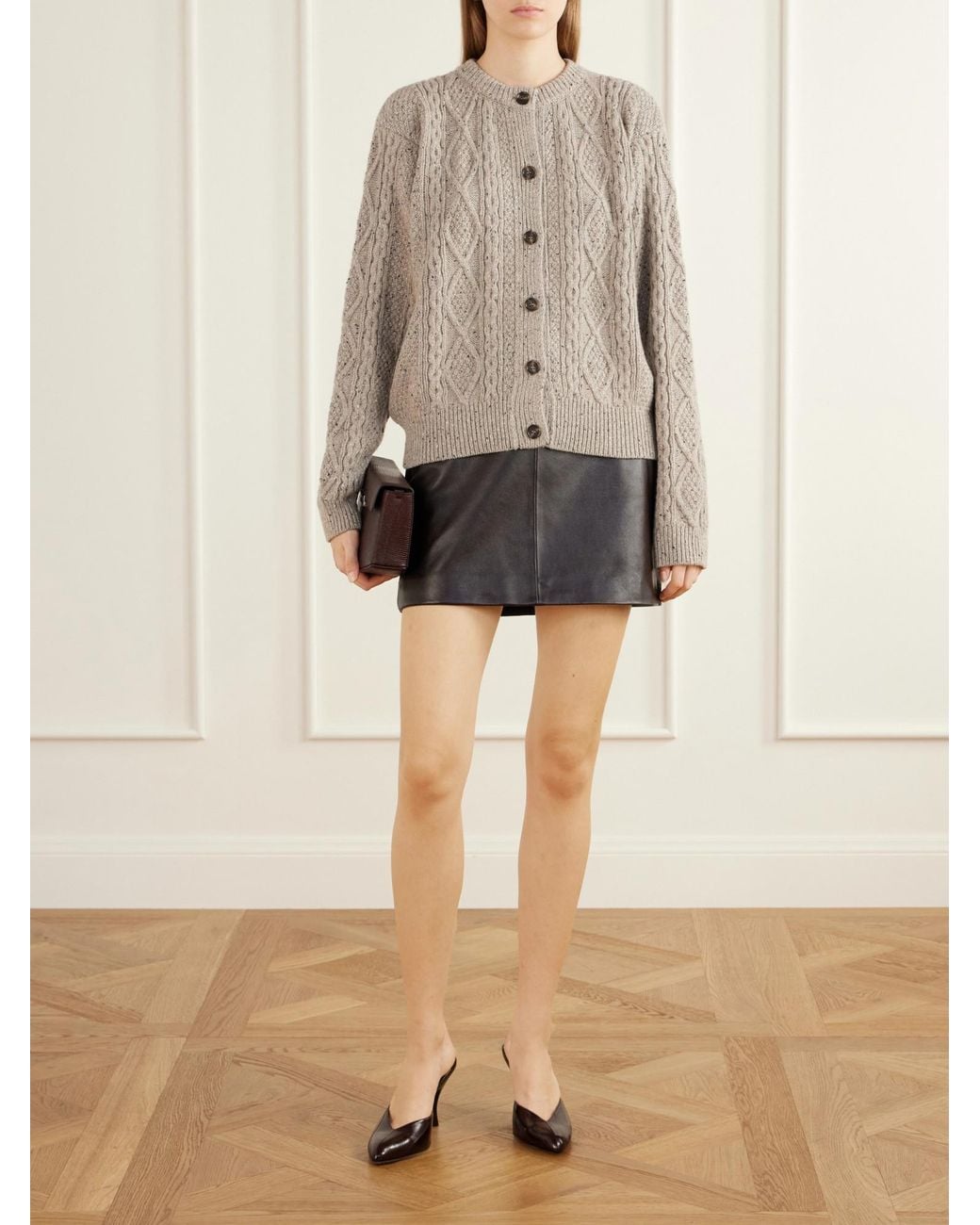 Magda Butrym Natural Cable-Knit Cashmere And Cotton-Blend Cardigan