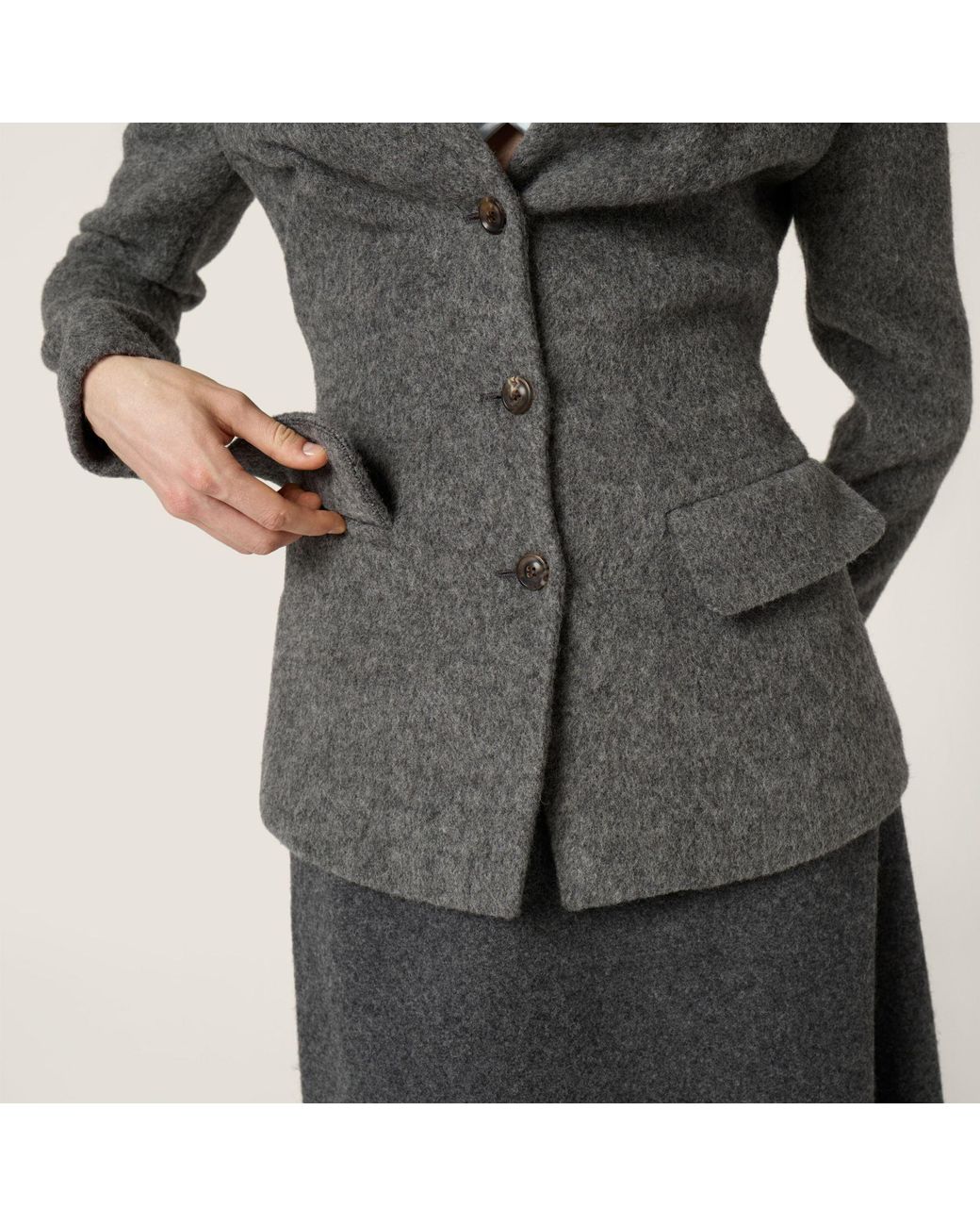 Miu Miu Gray Light Shetland Wool Jacket