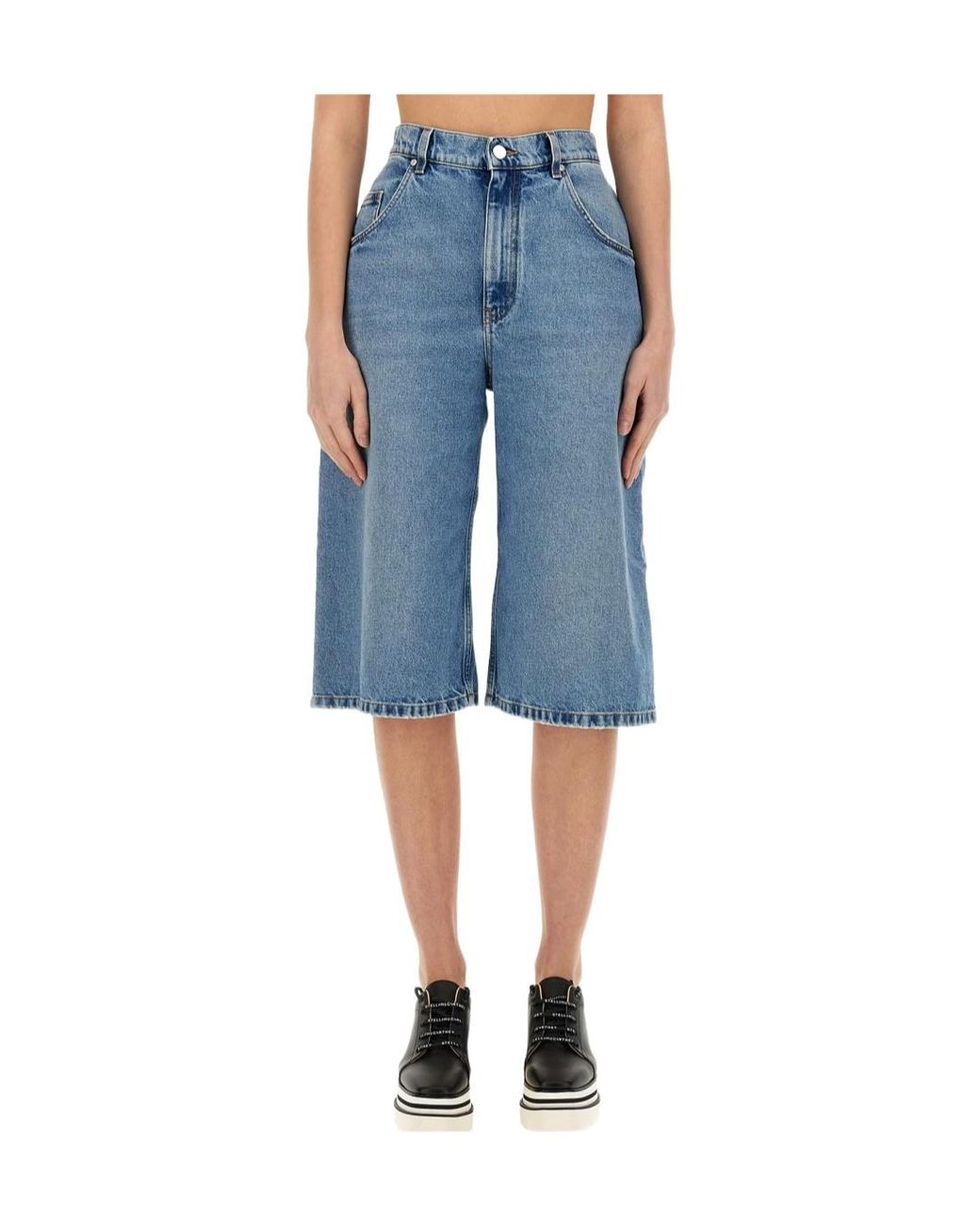 Stella McCartney Blue Straight Leg Denim Shorts