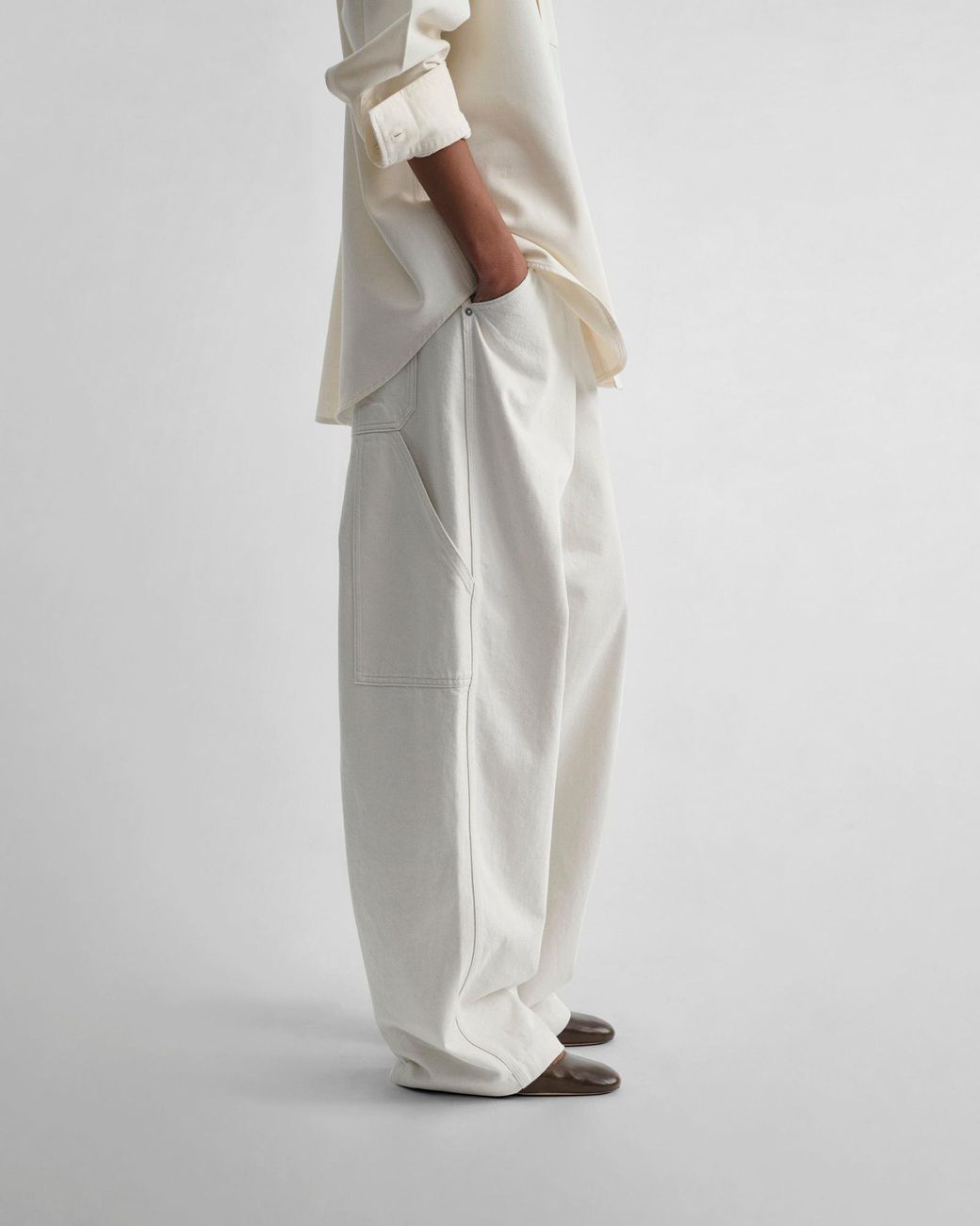 Phoebe Philo White Belt Loop Jeans