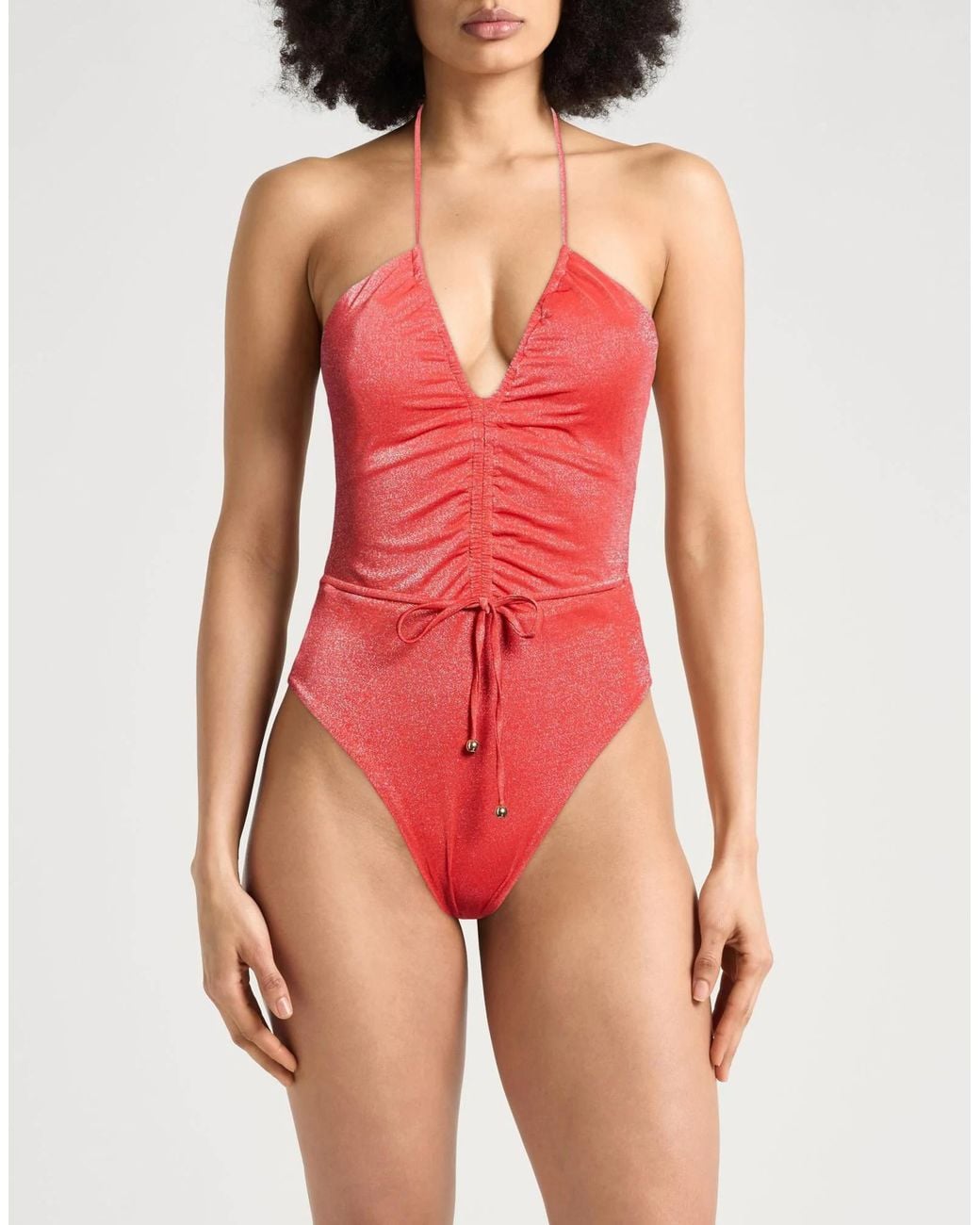 Max Mara Red Metallic One-Piece Swimsuit