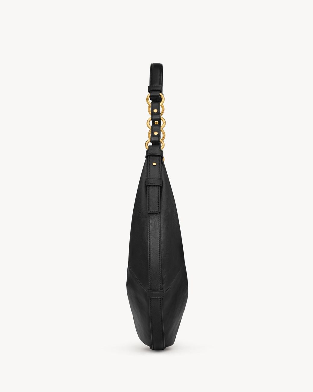 Saint Laurent Black Saharienne Lambskin Hobo Bag