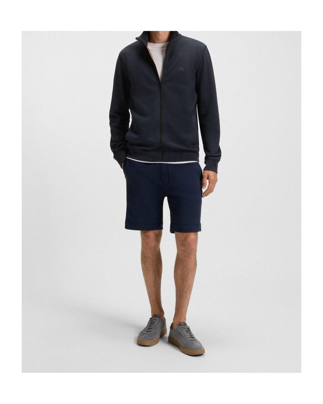 Boss Blue Zip-Up High Neck Sweatshirt for men