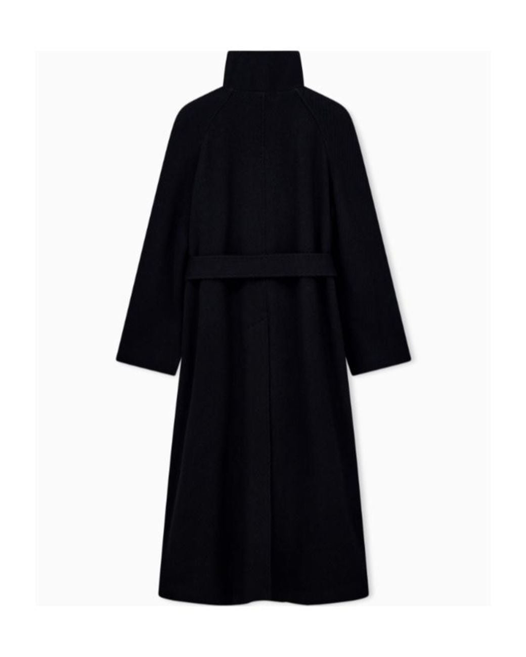 Emporio Armani Black Double-Breasted Belted Coat