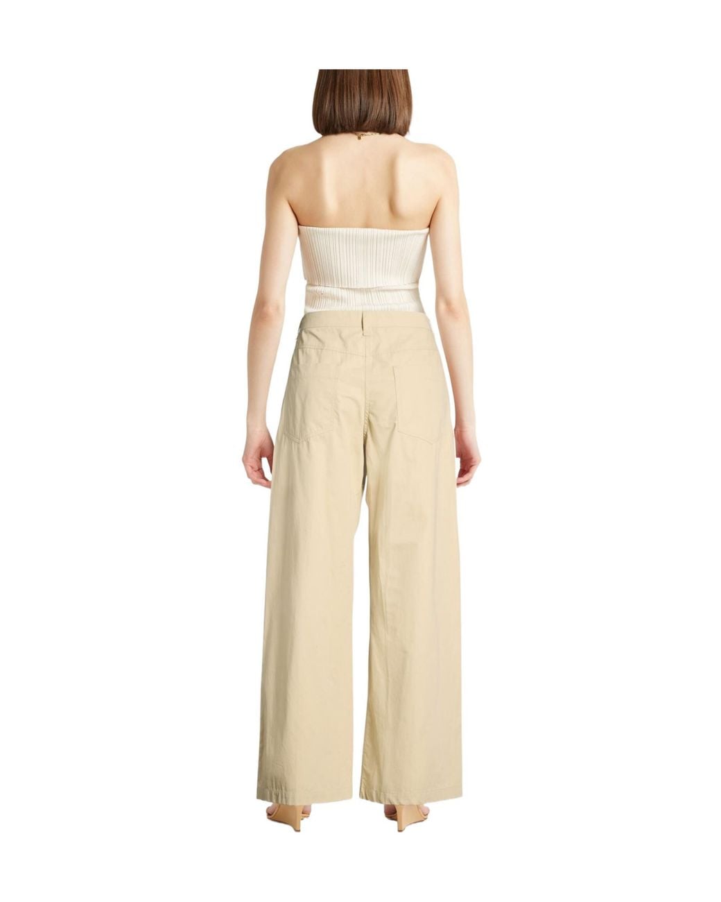 Sportmax Natural Plain Colour Casual Trousers